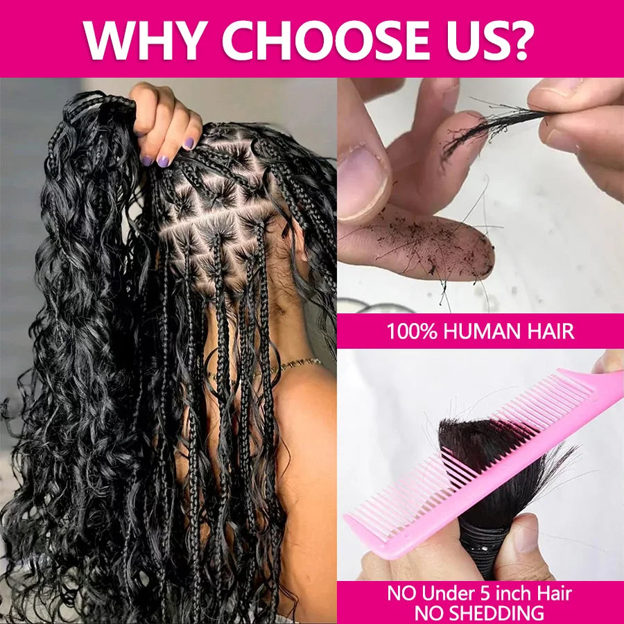 Boho Braids Human Hair Deep Wave Human Hair Braiding Hair 16-26 Inch Bulk Human Hair Bundles 50g/100g Culry Crochet Human Hair Bulk And Braiding Hair Extensions 100% Human Hair No Shedding Fast Shipping Locs Hair Top Quality