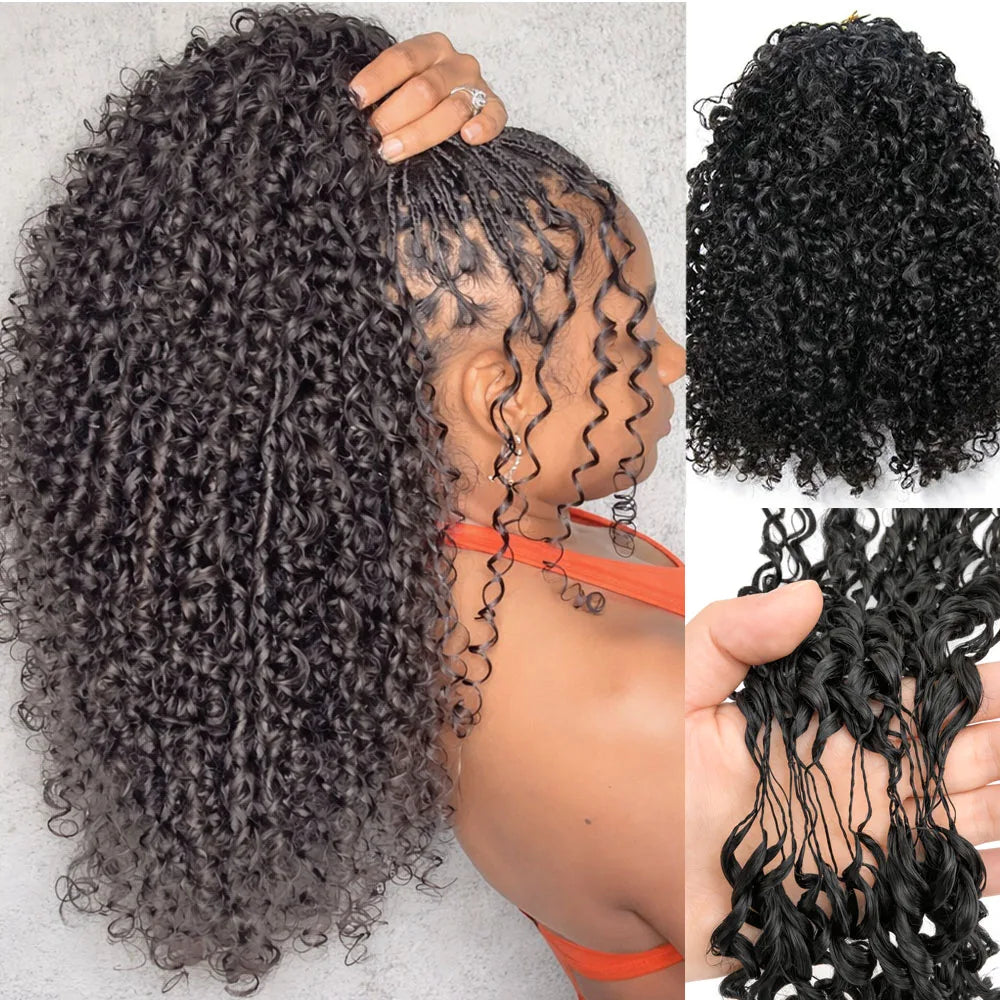12A Small Spirals Curly Crochet Human Hair Extensions Deep Pixie Curls Crochet Hair Pre Separated Knotless Miracle Knot Braids