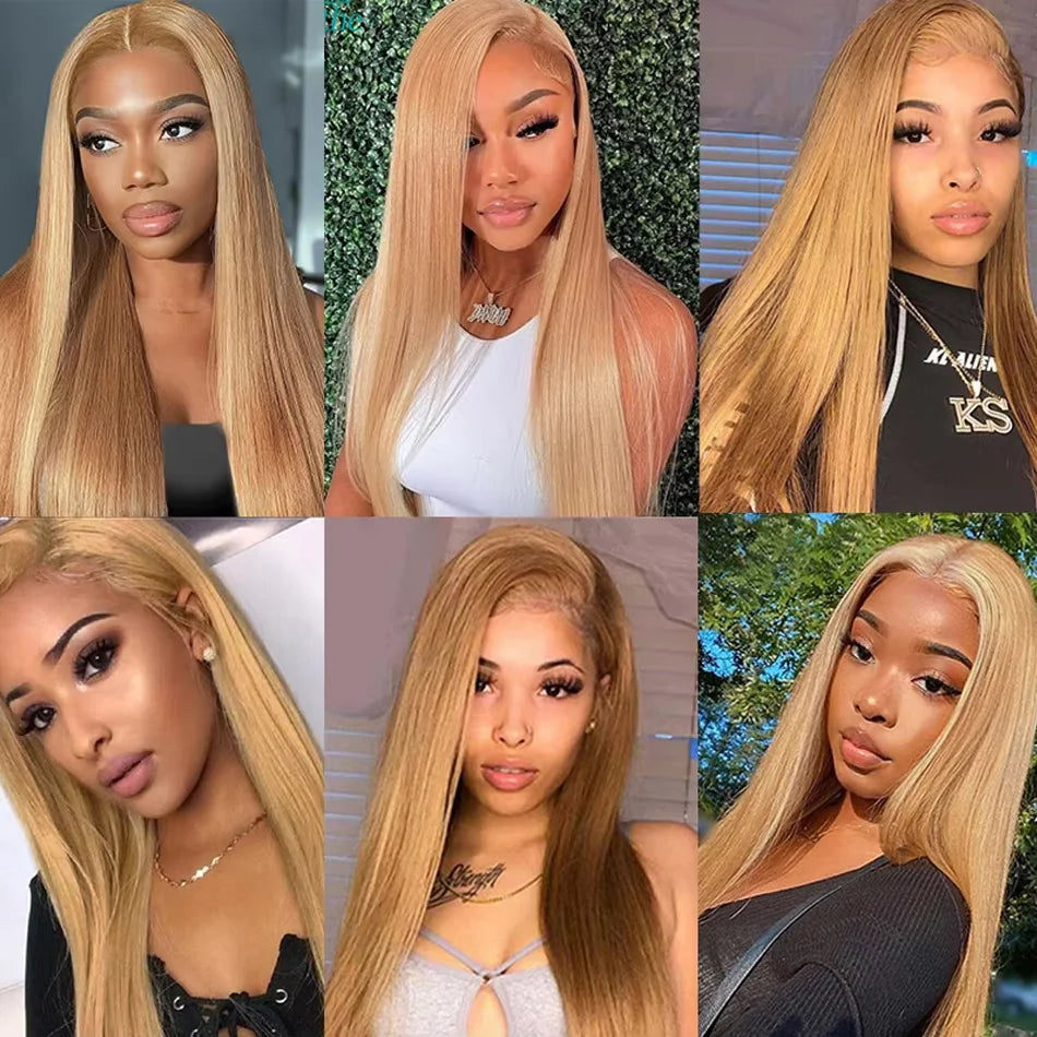 27 Honey Blonde Body Wave Human Hair Wig 13x6 Hd Lace Frontal Wig Color Human Hair 200 Density Colored Preplucked Brazilian Wigs