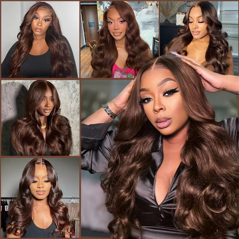13x6 HD Lace Front Wig Human Hair Wig 30 Inch 13x4 Lace Frontal Wig Chocolate Brown Colored Brazilian Body Wave Human Hair Wigs 