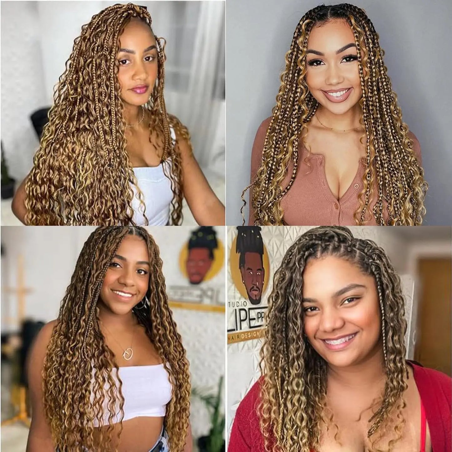 P4/27 Highlight Deep Wave Boho Braids Human Hair 2 Bundles No Weft Colored Deep Wave Raw 100% Human Hair Extensions for Braiding