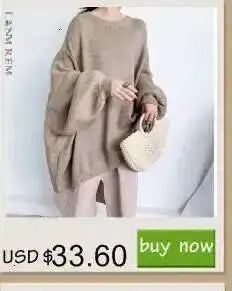 LANMREM Split Long High Neck Sweaters With Wide Leg Pants 2 Pieces Knitted Thickened Sets Female Loose Clothing Autumn 2DA1621