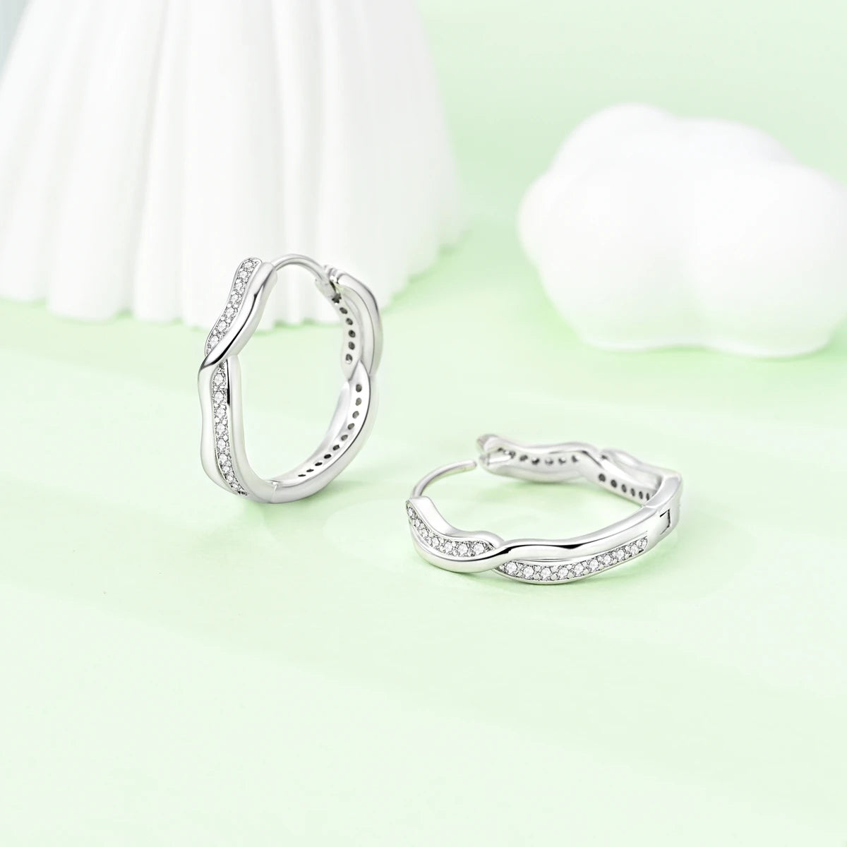 Original 925 Sterling Silver Women Hoop Earrings High Quality Shine Zircon U Shaped Classic Style Earring For Women Jewelry Gift