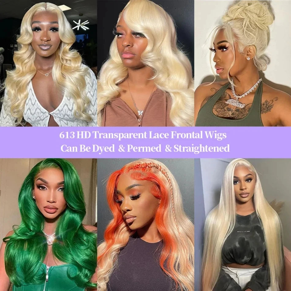 250 Density 613 Blonde 13x6 Hd Lace Frontal Wig Body Wave Human Hair Wigs Real Brazilian Straight Colored Human Hair For Women