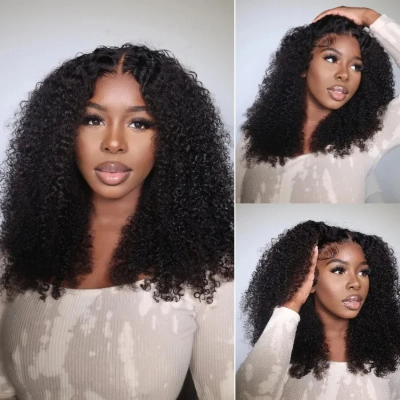 250 Density Kinky Curly V Part 100% Human Hair Wigs For Women No Leave Out Easy Blend Thin Part Lace V Part Wig 30 Inch On Sale