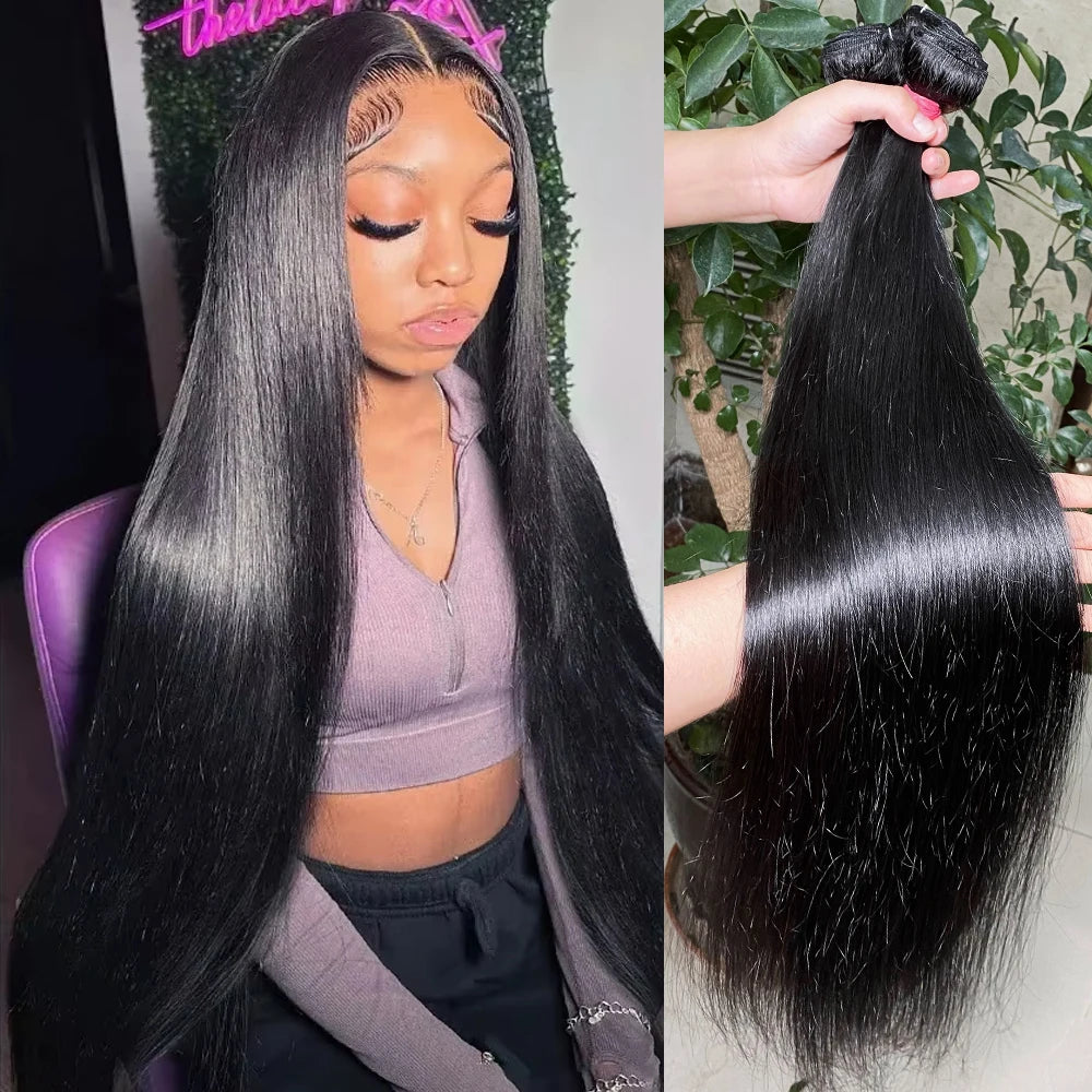 Peruvian Human Hair Bundles Bone Straight 28 30 inch Virgin Human Hair 3 4 Bundles Women Sew In Quick Weave Raw Hair Extensions
