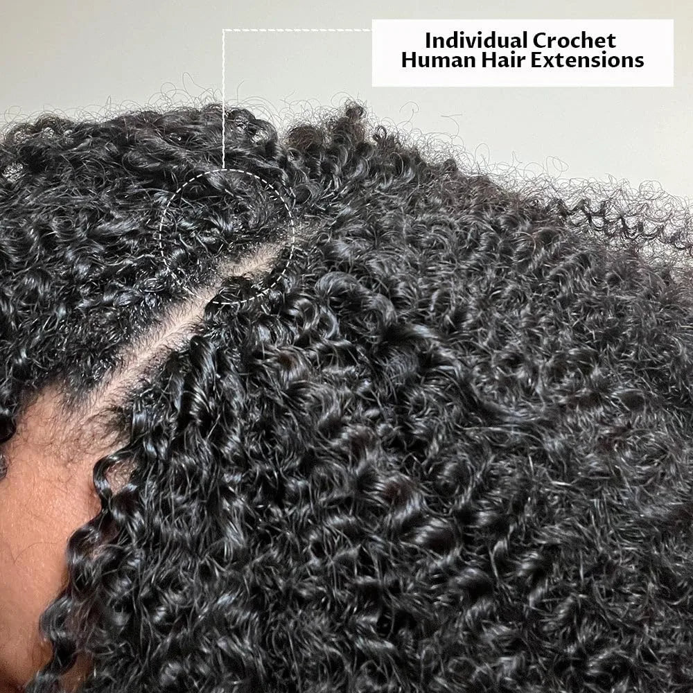 Feather Crochet Human Hair Knotless Pixie Curls Extensions Lightweight Pre Separated For Braids Small Spirals Curly Crochet Hair