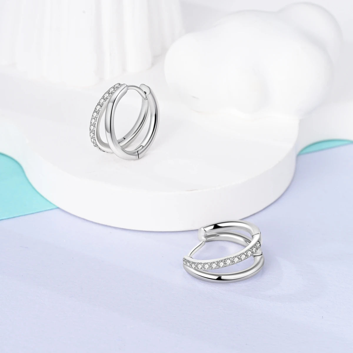 Original 925 Sterling Silver Women Hoop Earrings High Quality Shine Zircon U Shaped Classic Style Earring For Women Jewelry Gift