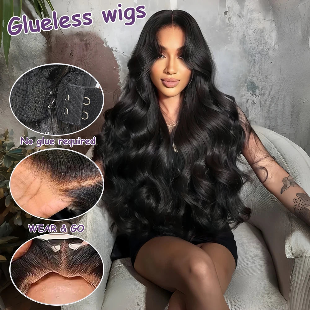 30 40 inch glueless wigs Body Wave human hair Brazilian 13x6 hd transparent lace front wig human hair closure  7x6 250Density