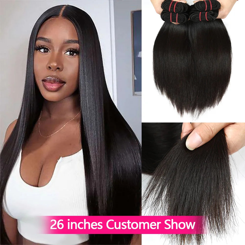 Double Drawn Straight human hair Bundles 15A Raw Human Hair 20 22 24 Inch Unprocessed Virgin Human Hair Extensions Top Quality