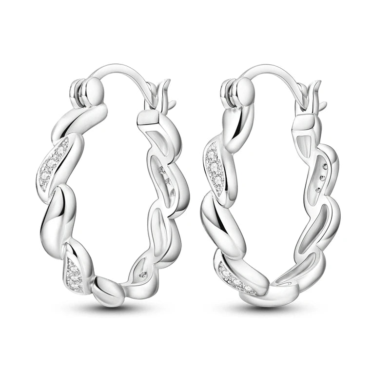 Original 925 Sterling Silver Women Hoop Earrings High Quality Shine Zircon U Shaped Classic Style Earring For Women Jewelry Gift