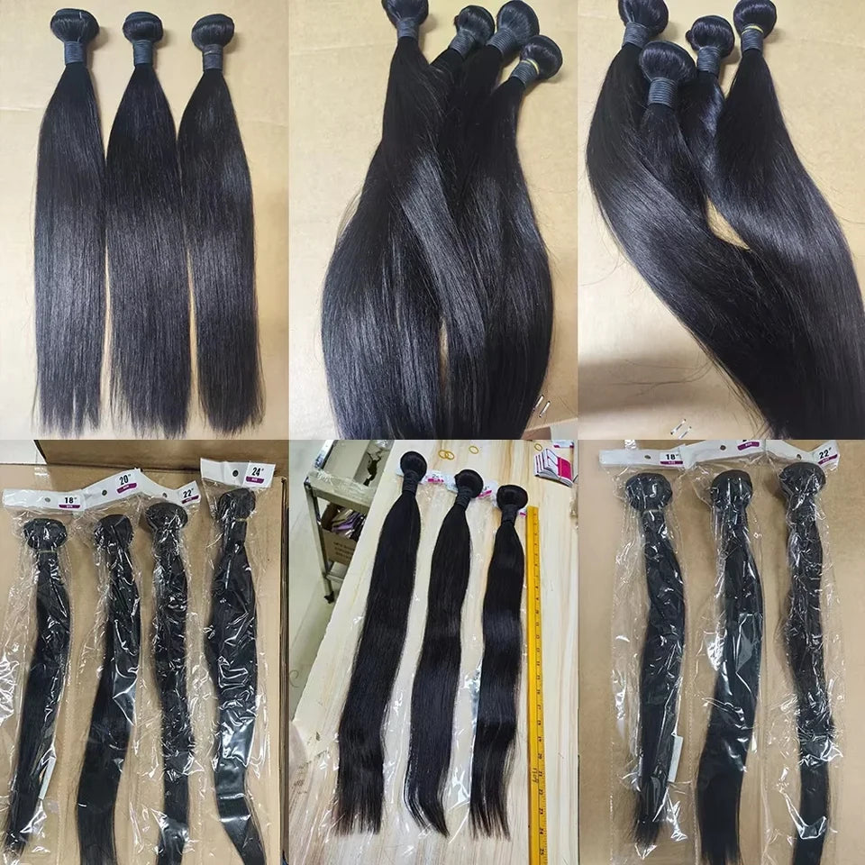 BINF Hair Wholesale100% Brazilian Human Hair Bundles 8-30 Inch Bone Straight Raw Human Hair Bundles Extensions Deal 2 3 4 Bundle
