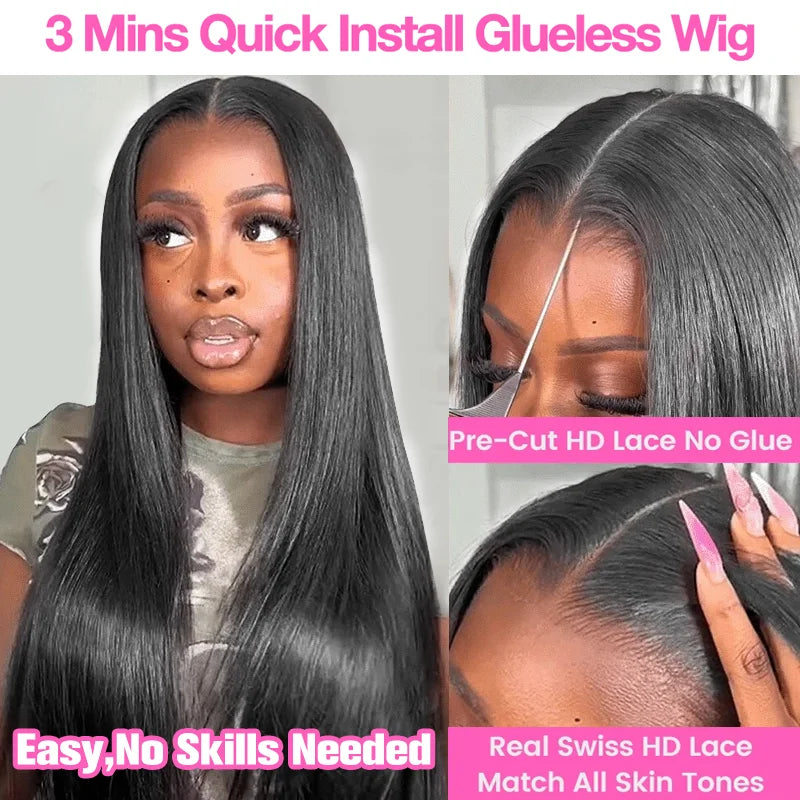 30 36 40 Inch Glueless Straight Lace Front Human Hair Wigs 13x6 HD Lace Frontal Wig Human Hair Wear Go 6x4 HD Lace Closure Wig