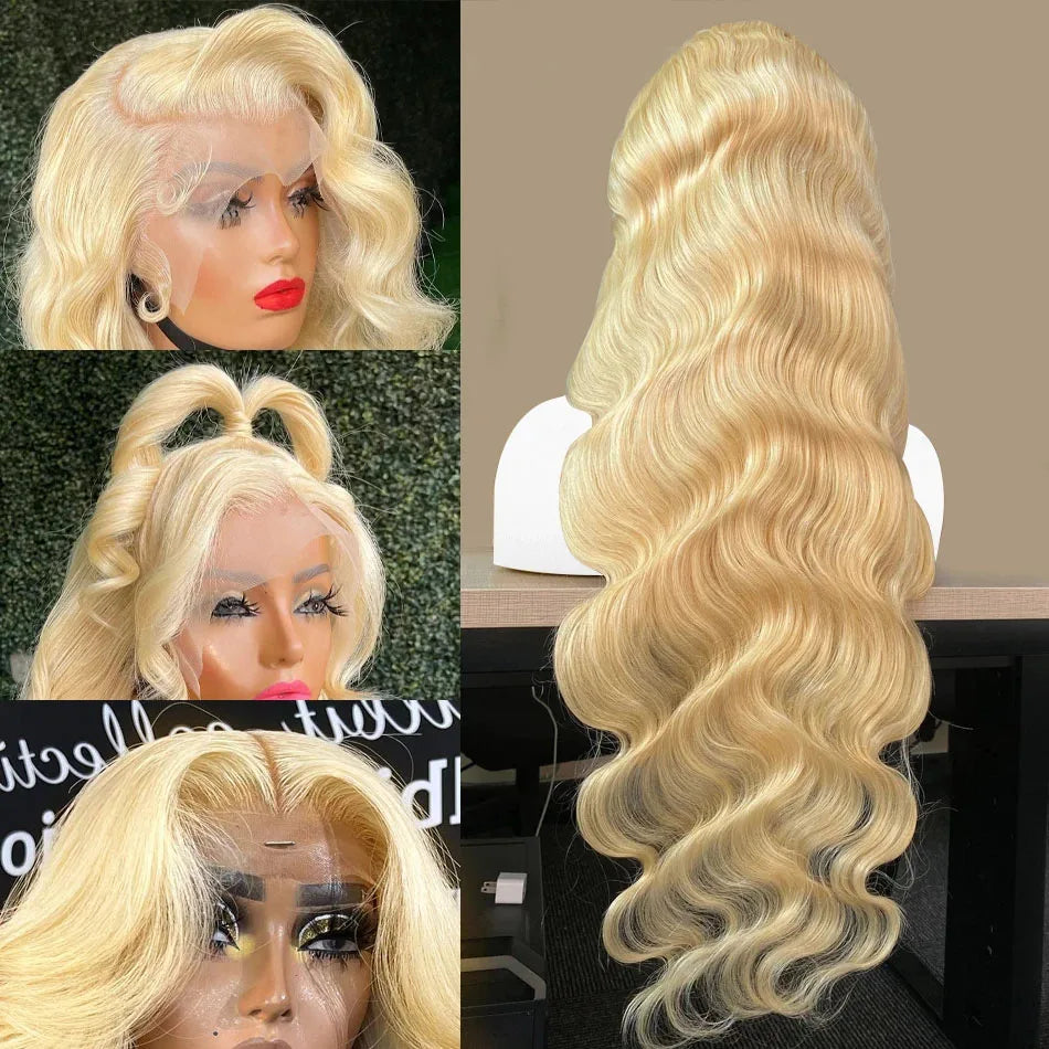 613 Lace Front Wig Human Hair 13x6 Blonde Human Hair Wigs 300% Density Body Wave Lace Front Wigs Human Hair Pre Plucked 46 Inch