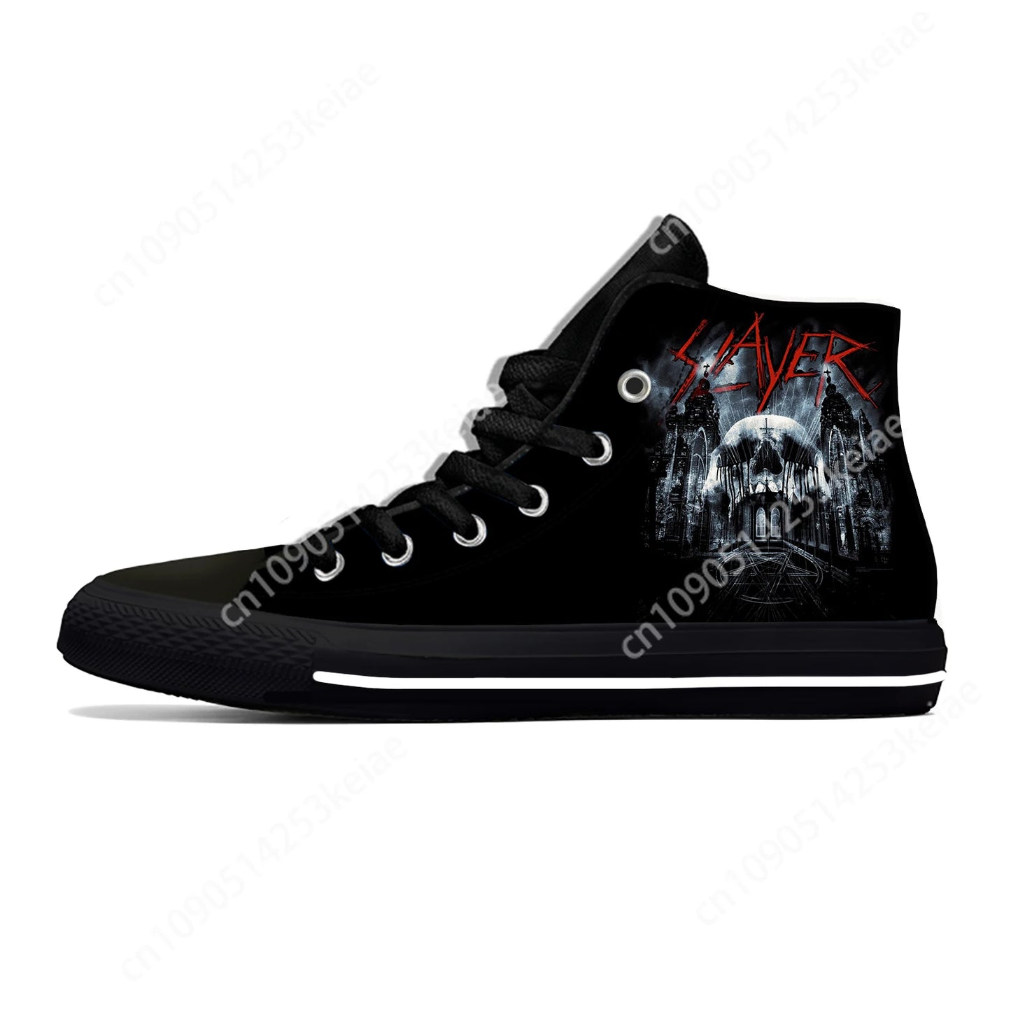 Slayer Heavy Metal Rock Band Horror Scary Fashion Casual Cloth Shoes High Top Lightweight Breathable Custom Men Women Sneakers