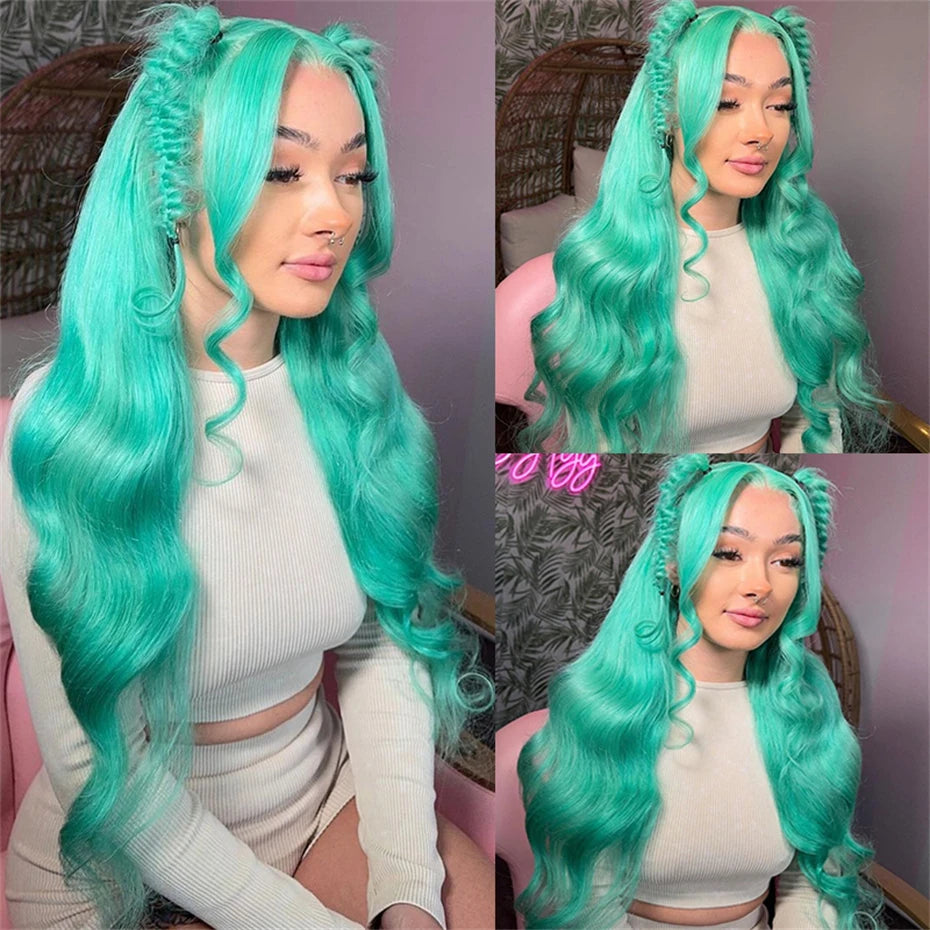 30 40 Inch Hot Pink Transparent Lace Front Wig Human Hair 13x6 Purple Green 613 Blonde Lace Frontal Wig Grey Colored Hair Wigs