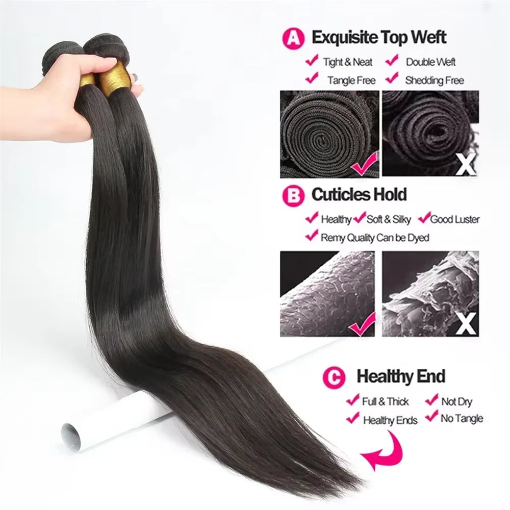 BINF Hair Wholesale100% Brazilian Human Hair Bundles 8-30 Inch Bone Straight Raw Human Hair Bundles Extensions Deal 2 3 4 Bundle
