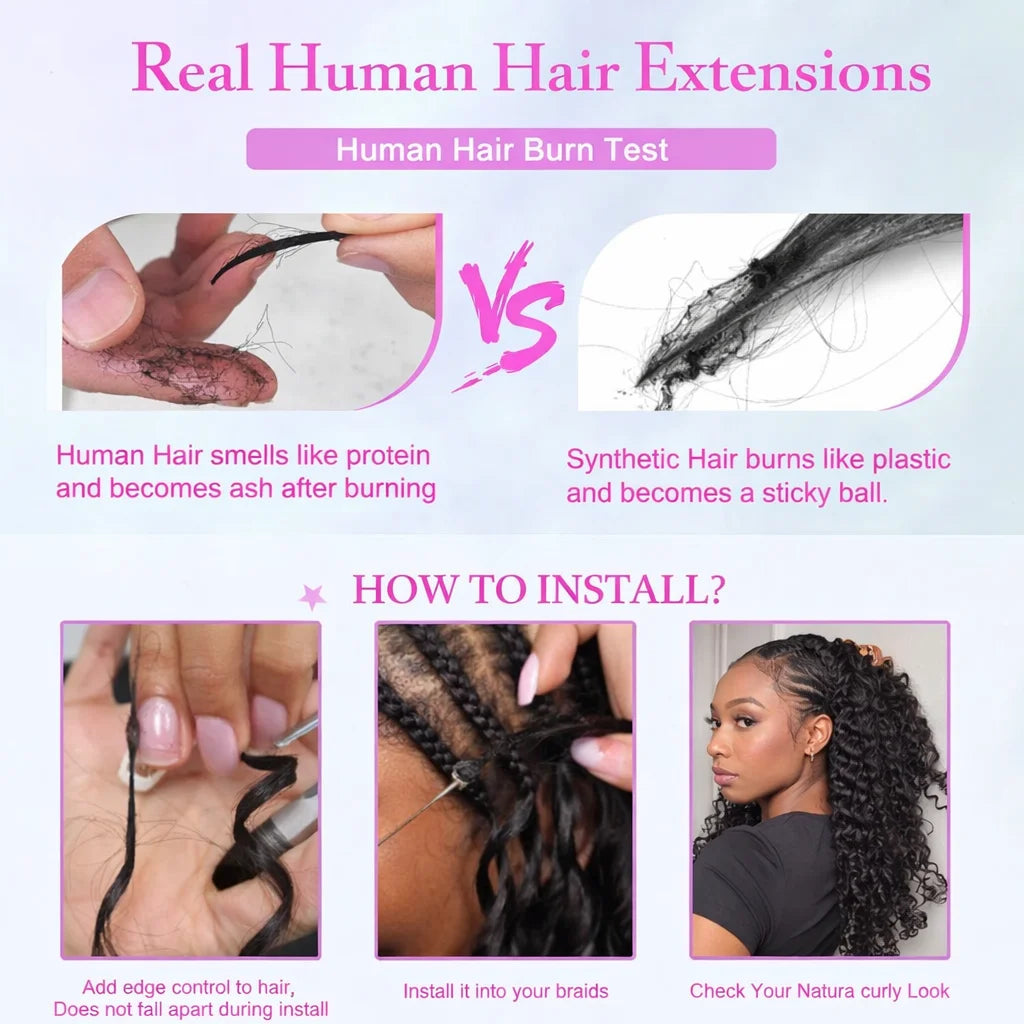 12A Small Spirals Curly Crochet Human Hair Extensions Deep Pixie Curls Crochet Hair Pre Separated Knotless Miracle Knot Braids
