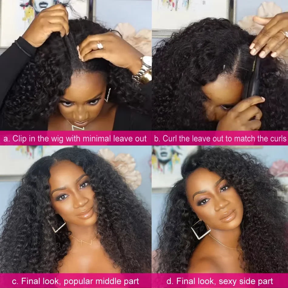30 32 Inch Long Kinky Straight U Part Wigs Human Hair Wigs V Part Yaki Straight Wigs For Women Daily Use Full Machine Made Wigs