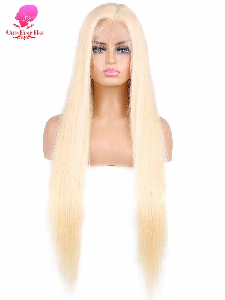 13x6 360 Lace Wig Human Hair Pre Plucked 613 Blonde Colored Lace Front Wigs Bone Straight Ponytail Human Hair Lace Frontal Wig