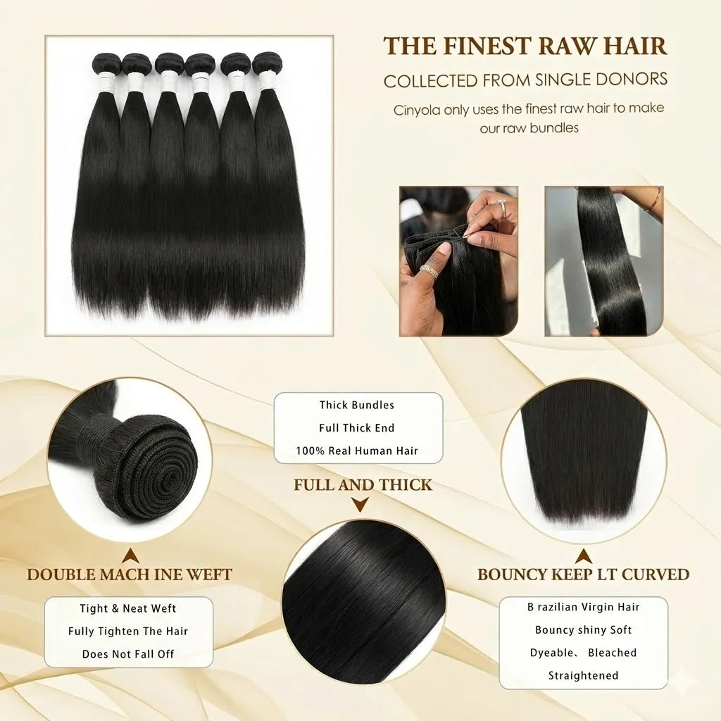 30 36 40 Inch Straight Bundles Human Hair Unprocessed Brazilian Virgin Hair Natural Color 1 3 4 Pcs Raw Hair Bundles Extensions