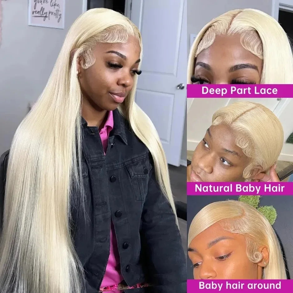 613 HD Transparent Lace Frontal Wig 13x6 Blonde Straight 100% Human Hair Wigs For Women choice Pre Plucked Brazilian Hair