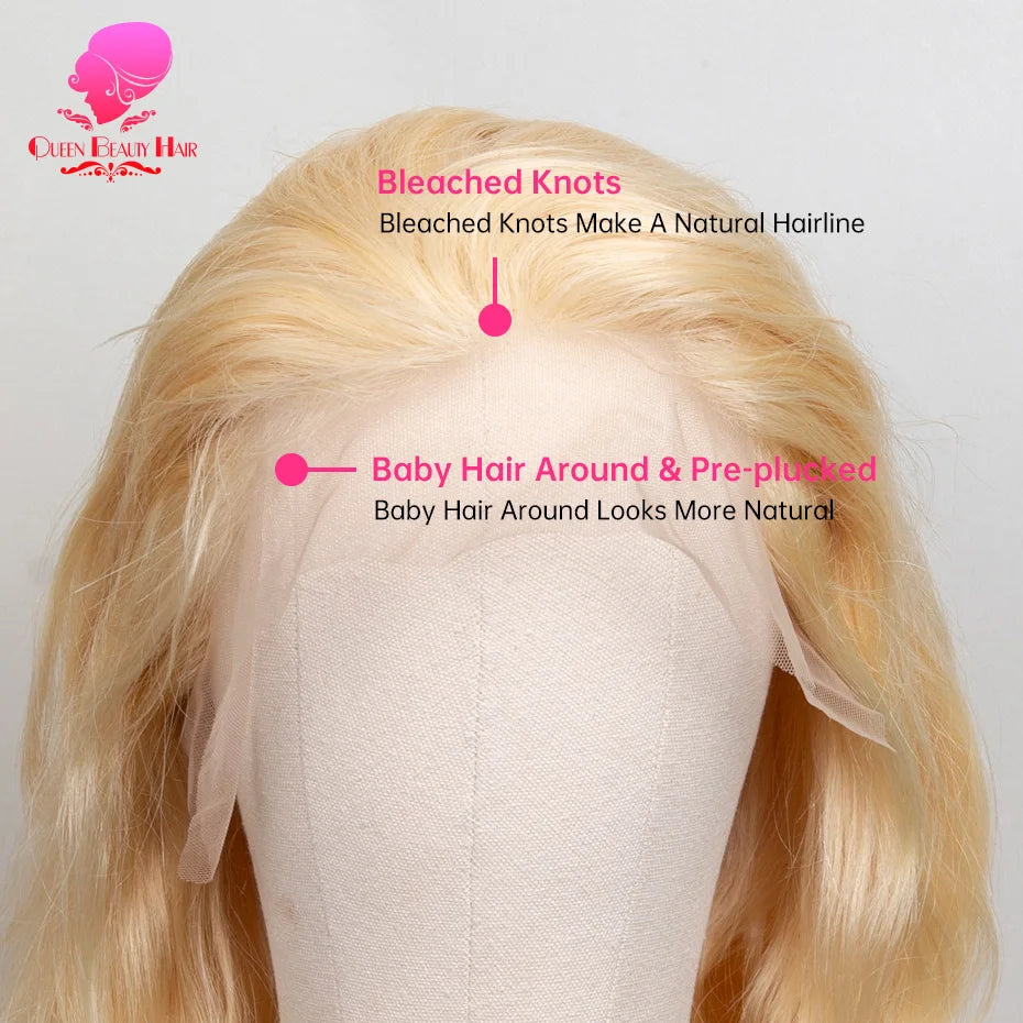 13x6 360 Lace Wig Human Hair Pre Plucked 613 Blonde Colored Lace Front Wigs Bone Straight Ponytail Human Hair Lace Frontal Wig